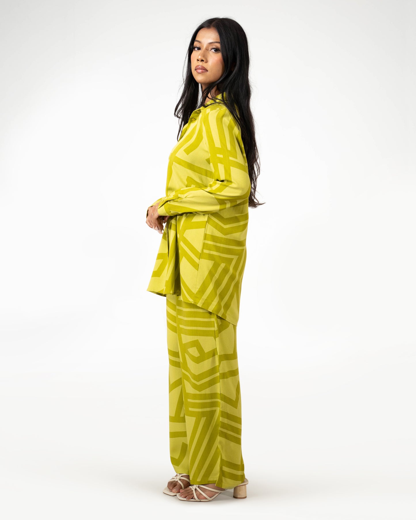 PREMIUM SHIRT & TROUSER CO-ORD - LIME GREEN - Brand By BIBI