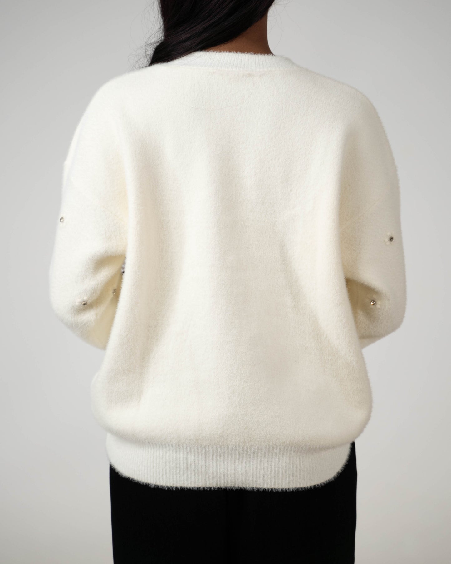 OVERSIZED RHINESTONE JUMPER - OFF WHITE - Brand By BIBI